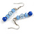 Blue/ Light Blue Glass/ Ceramic Bead with Silver Tone Spacers Necklace/ Earrings/ Bracelet/ Set - 48cm L/ 7cm Ext - view 6