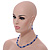 Blue/ Light Blue Glass/ Ceramic Bead with Silver Tone Spacers Necklace/ Earrings/ Bracelet/ Set - 48cm L/ 7cm Ext - view 2