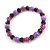 Deep Purple/ Lilac/ Violet Glass/ Ceramic Bead with Silver Tone Spacers Necklace/ Earrings/ Bracelet Set - 48cm L/ 7cm Ext - view 8