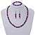 Deep Purple/ Lilac/ Violet Glass/ Ceramic Bead with Silver Tone Spacers Necklace/ Earrings/ Bracelet Set - 48cm L/ 7cm Ext - view 9