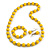 Yellow Wood and Silver Acrylic Bead Necklace, Earrings, Bracelet Set - 70cm Long - view 9
