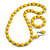 Yellow Wood and Silver Acrylic Bead Necklace, Earrings, Bracelet Set - 70cm Long