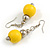 Yellow Wood and Silver Acrylic Bead Necklace, Earrings, Bracelet Set - 70cm Long - view 6