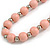 Light Pink  Wood and Silver Acrylic Bead Necklace, Earrings, Bracelet Set - 70cm Long - view 9
