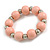 Light Pink  Wood and Silver Acrylic Bead Necklace, Earrings, Bracelet Set - 70cm Long - view 7