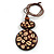 Long Brown Cord Wooden Pendant with Coffee Beans Motif, Drop Earrings and Cuff Bangle Set in Brown - 76cm L/ Medium Size Bangle - view 7