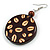 Long Brown Cord Wooden Pendant with Coffee Beans Motif, Drop Earrings and Cuff Bangle Set in Brown - 76cm L/ Medium Size Bangle - view 12