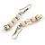 Cream/ Pale Pink/ Transparent Glass/ Ceramic Bead with Silver Tone Spacers Necklace/ Earrings/ Bracelet Set - 48cm L/ 7cm Ext - view 6