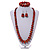 Red/ Black/ Gold Wooden Bead Long Necklace, Drop Earrings, Flex Bracelet Set - 80cm Long - view 2