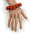 Red/ Black/ Gold Wooden Bead Long Necklace, Drop Earrings, Flex Bracelet Set - 80cm Long - view 4