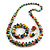 Multicoloured Wooden Bead Long Necklace, Drop Earrings, Flex Bracelet Set - 80cm Long