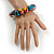 Multicoloured Wooden Bead Long Necklace, Drop Earrings, Flex Bracelet Set - 80cm Long - view 5