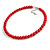 8mm Red Glass Bead Choker Necklace & Drop Earrings Set - 37cm L/ 5cm Ext - view 4