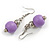 Lilac Wood and Silver Acrylic Bead Necklace, Earrings, Bracelet Set - 70cm Long - view 5