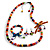 Multicoloured Wooden Bead with Bow Long Necklace, Bracelet and Drop Earrings Set - 80cm Long