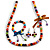 Multicoloured Wooden Bead with Bow Long Necklace, Bracelet and Drop Earrings Set - 80cm Long - view 5