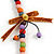 Multicoloured Wooden Bead with Bow Long Necklace, Bracelet and Drop Earrings Set - 80cm Long - view 8