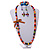 Multicoloured Wooden Bead with Bow Long Necklace, Bracelet and Drop Earrings Set - 80cm Long - view 2