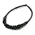 Ethnic Handmade Semiprecious Stone with Cotton Cord Necklace, Bracelet and Hoop Earrings Set In Black/ Grey - 56cm L - view 9