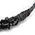 Ethnic Handmade Semiprecious Stone with Cotton Cord Necklace, Bracelet and Hoop Earrings Set In Black/ Grey - 56cm L - view 10
