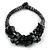 Ethnic Handmade Semiprecious Stone with Cotton Cord Necklace, Bracelet and Hoop Earrings Set In Black/ Grey - 56cm L - view 6