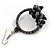 Ethnic Handmade Semiprecious Stone with Cotton Cord Necklace, Bracelet and Hoop Earrings Set In Black/ Grey - 56cm L - view 11