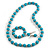 Turquoise Blue Wood and Silver Acrylic Bead Necklace, Earrings, Bracelet Set - 70cm Long - view 8