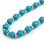 Turquoise Blue Wood and Silver Acrylic Bead Necklace, Earrings, Bracelet Set - 70cm Long - view 6