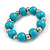 Turquoise Blue Wood and Silver Acrylic Bead Necklace, Earrings, Bracelet Set - 70cm Long - view 7