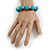 Turquoise Blue Wood and Silver Acrylic Bead Necklace, Earrings, Bracelet Set - 70cm Long - view 4