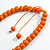 Orange Wooden Bead with Bow Long Necklace, Bracelet and Drop Earrings - 80cm Long - view 9