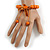 Orange Wooden Bead with Bow Long Necklace, Bracelet and Drop Earrings - 80cm Long - view 4