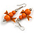Orange Wooden Bead with Bow Long Necklace, Bracelet and Drop Earrings - 80cm Long - view 5