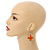 Orange Wooden Bead with Bow Long Necklace, Bracelet and Drop Earrings - 80cm Long - view 3