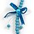 Light Blue Wooden Bead with Bow Long Necklace, Bracelet and Drop Earrings - 80cm Long - view 6