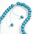 Light Blue Wooden Bead with Bow Long Necklace, Bracelet and Drop Earrings - 80cm Long - view 8
