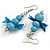 Light Blue Wooden Bead with Bow Long Necklace, Bracelet and Drop Earrings - 80cm Long - view 5
