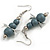 Grey Wooden Bead with Bow Long Necklace, Bracelet and Drop Earrings - 80cm Long - view 6