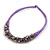 Ethnic Handmade Amethyst Semiprecious Stone with Cotton Cord Necklace, Bracelet and Hoop Earrings Set In Purple - 56cm L - view 8