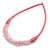 Ethnic Handmade Semiprecious Stone with Cotton Cord Necklace, Bracelet and Hoop Earrings Set In Light Pink- 56cm L - view 6
