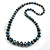 Blue/ Black/ White/ Silver Wooden Bead Long Necklace, Drop Earrings, Flex Bracelet Set - 80cm Long - view 9