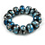 Blue/ Black/ White/ Silver Wooden Bead Long Necklace, Drop Earrings, Flex Bracelet Set - 80cm Long - view 8