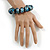 Blue/ Black/ White/ Silver Wooden Bead Long Necklace, Drop Earrings, Flex Bracelet Set - 80cm Long - view 5