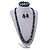 Blue/ Black/ White/ Silver Wooden Bead Long Necklace, Drop Earrings, Flex Bracelet Set - 80cm Long - view 3
