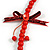 Red Wooden Bead with Bow Long Necklace, Bracelet and Drop Earrings - 80cm Long - view 5