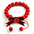 Red Wooden Bead with Bow Long Necklace, Bracelet and Drop Earrings - 80cm Long - view 6