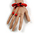 Red Wooden Bead with Bow Long Necklace, Bracelet and Drop Earrings - 80cm Long - view 4