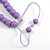Lilac Wooden Bead with Bow Long Necklace, Bracelet and Drop Earrings - 80cm Long - view 7