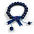 Dark Blue Wooden Bead with Bow Long Necklace, Bracelet and Drop Earrings - 80cm Long - view 4