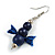 Dark Blue Wooden Bead with Bow Long Necklace, Bracelet and Drop Earrings - 80cm Long - view 9